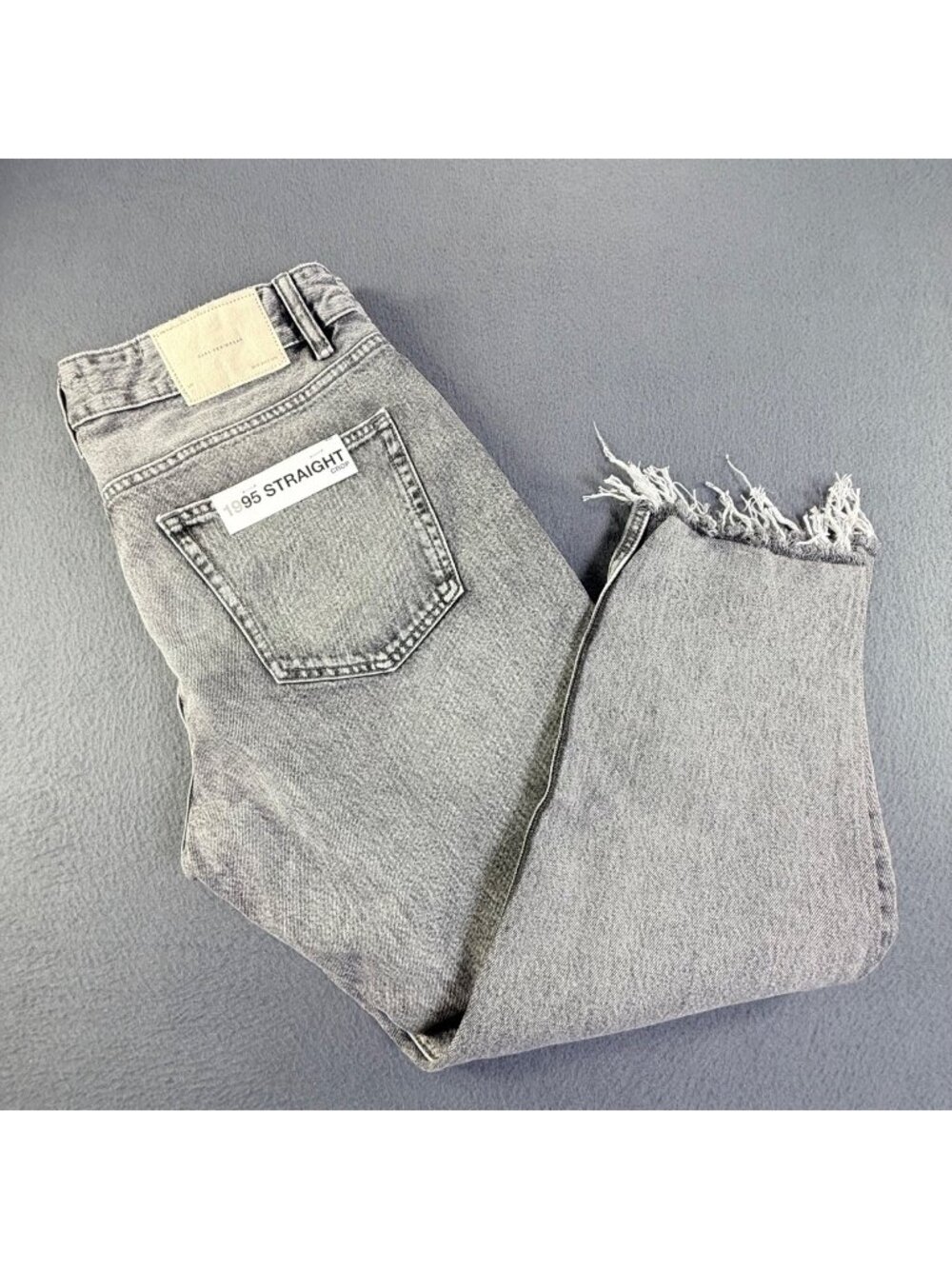 NWT Zara 1995 Cropped Straight Leg Jeans Distressed Light Wash Unisex Size 36